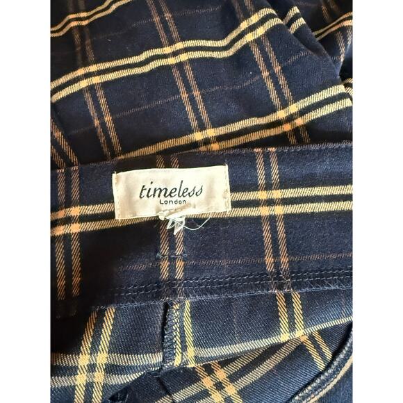 Timeless London Unique Vintage 1960’s Navy Plaid Wide Leg Trousers Pants 1X NWOT - Picture 5 of 8